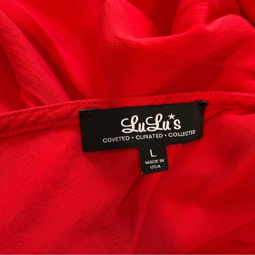 💃🏻Lulus Red Ruffled Up Cold Shoulder Backless Mini Dress‎ - Picture 12 of 13